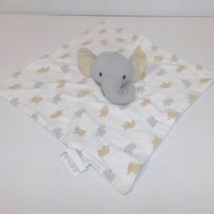 Bon Bebe Gray Elephant Print Security blanket baby lovey nunu soother comforter